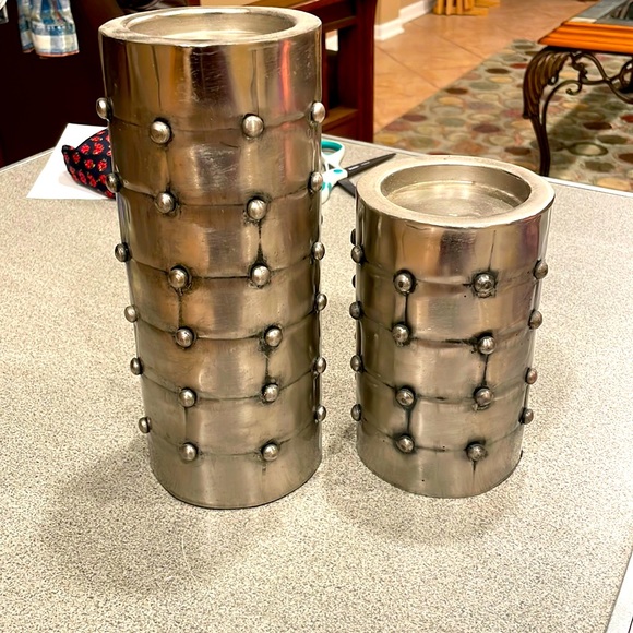 Pottery Barn Accents Pottery Barn Silver Candle Holders Measuring 7 And 5 Inches Nice Poshmark